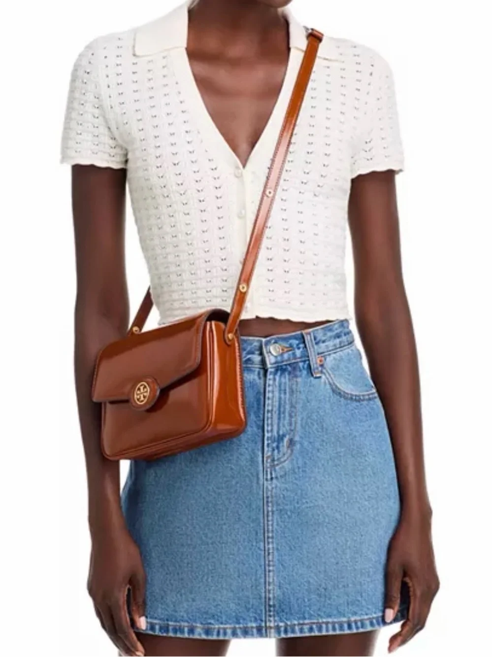 TORY BUTCH Robinson Spazzolato Leather Convertible Shoulder Bag